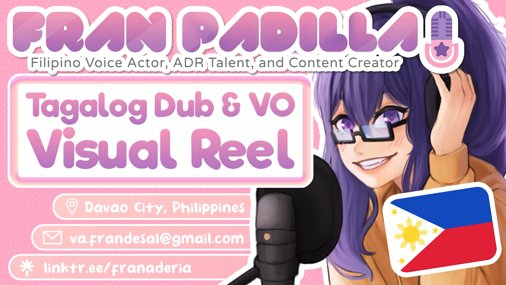 Fran Padilla Tagalog VO & ADR Visual Reel